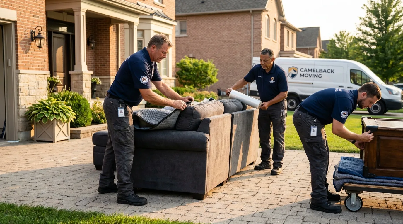 Large estate moving crew wrapping furniture in Valley View, PA