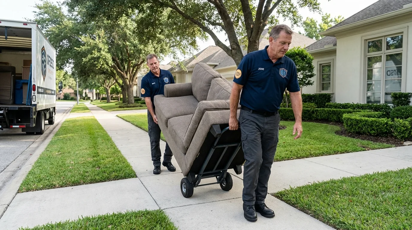 Local residential moving crew loading furniture in Valley View, PA