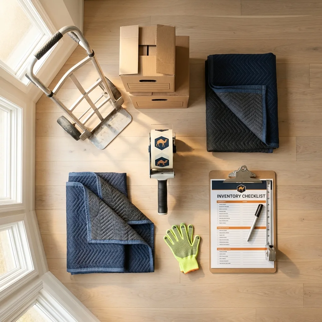 Professional moving supplies and packing materials layout for Valley View residential relocations